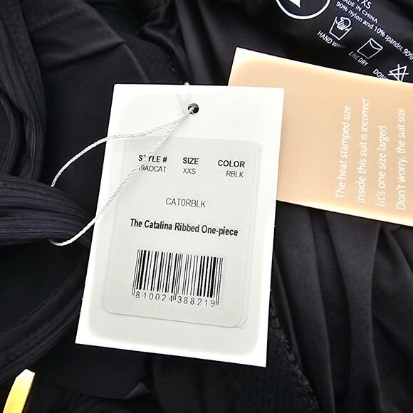 Andie Swim Womans size XXS The Catalina Ribbed One Piece Swimsuit in Black NEW - Picture 6 of 8